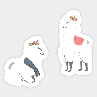 Sweet Happy Cloudlike Llamas Sticker